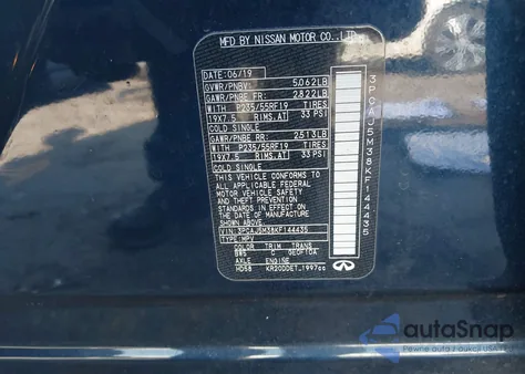 2019 Infiniti Qx50 Luxe from USA, damaged, VIN 3PCAJ5M38KF144435